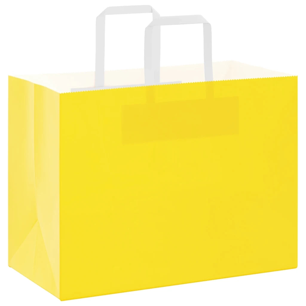 Sacchetti di Carta 50 pz con Manici Gialli 32x17x25 cm