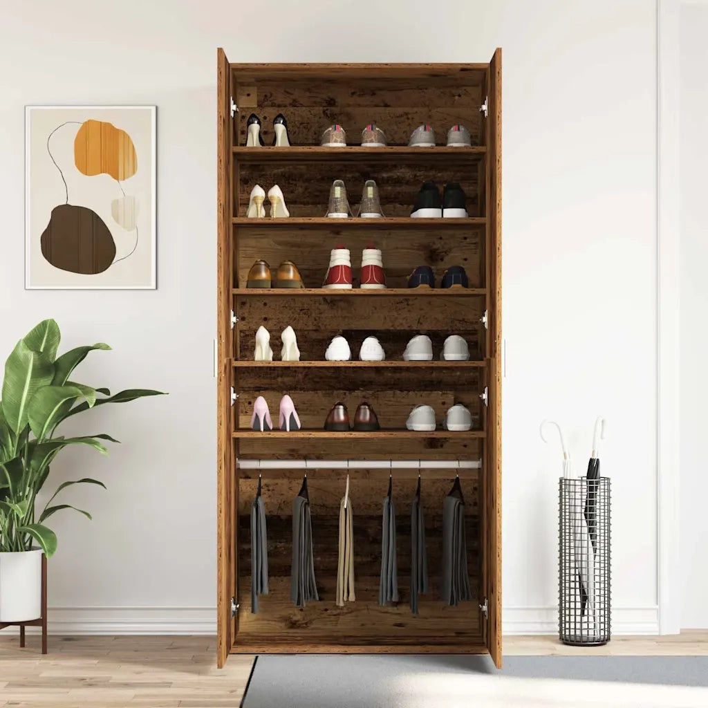 Mobile per scarpe con porta Legno vecchio 80 x 39 x 178 cm 3333873