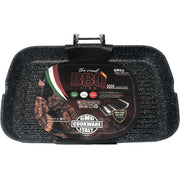 Bistecchiera grill con manico pieghevole in legno cm 36x26