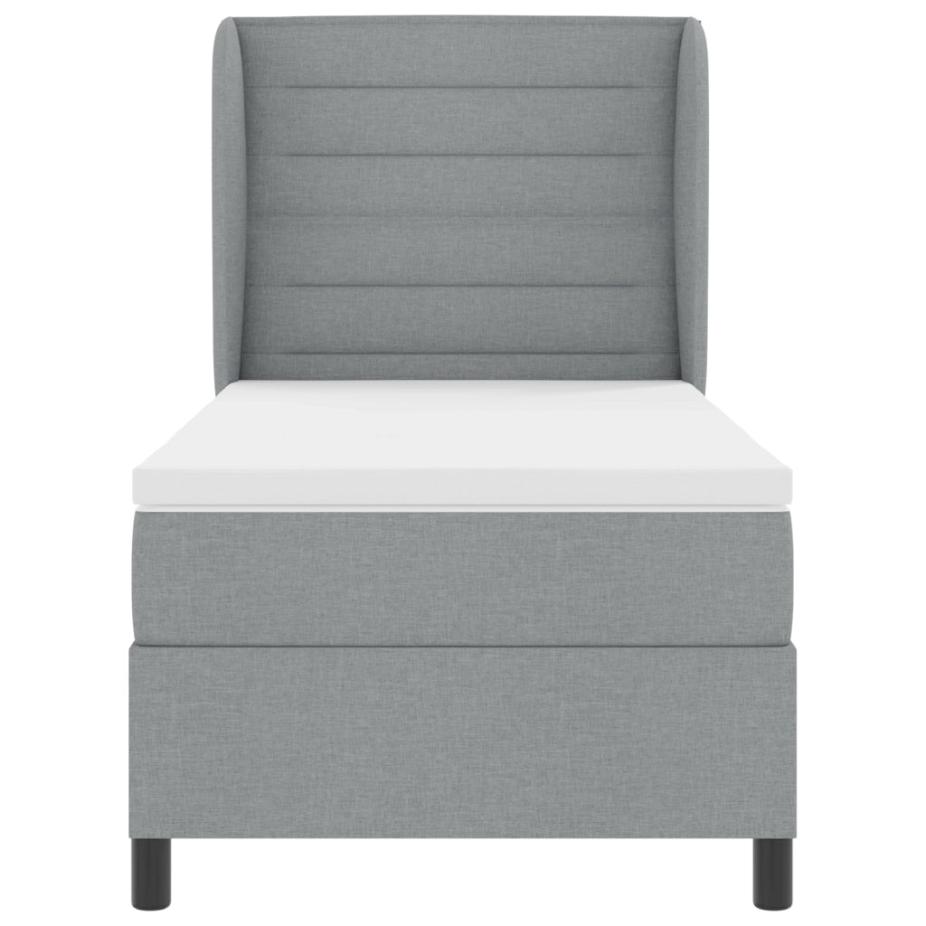 Letto a Box Spring con Materasso in Grigio Chiaro, 80x200 cm, Tessuto