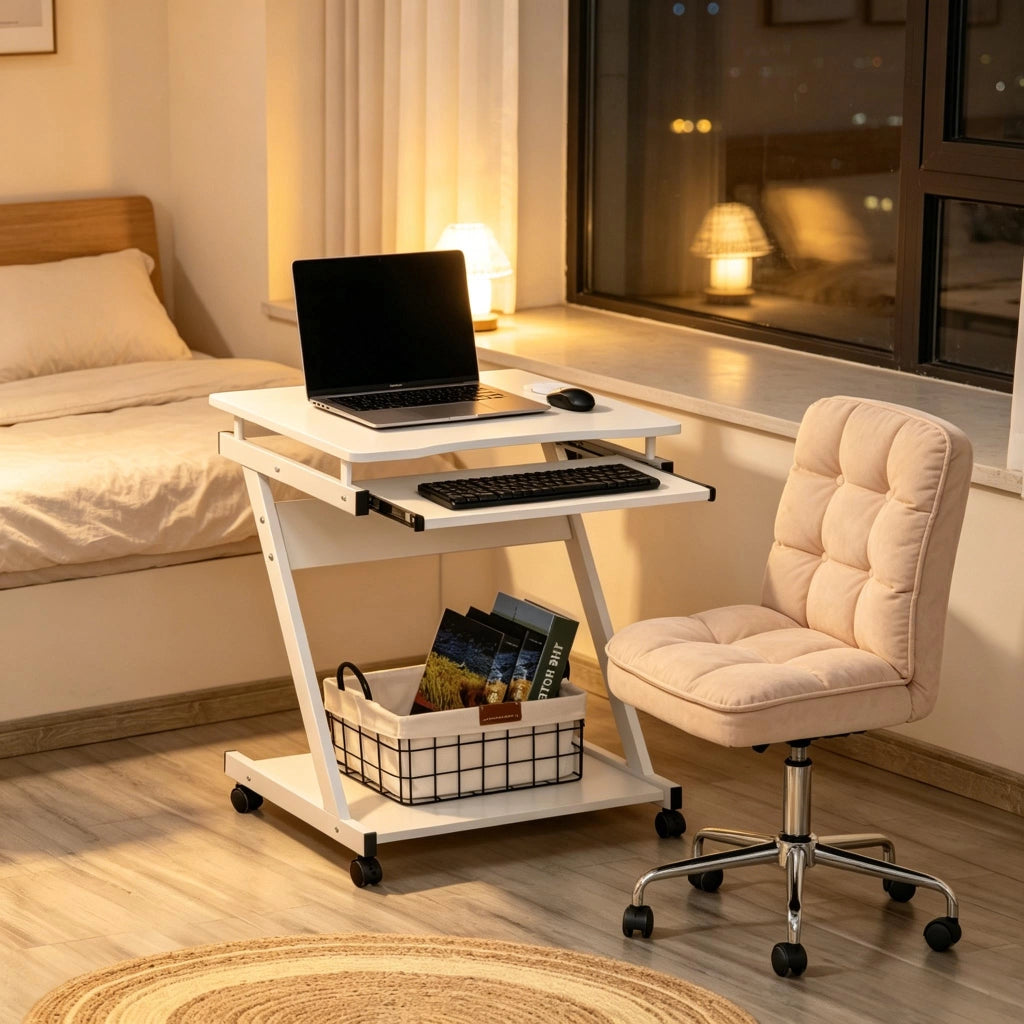 SCRIVANIA Computer elegante 60 x 48 x 73 cm Bianca in metallo e truciolato