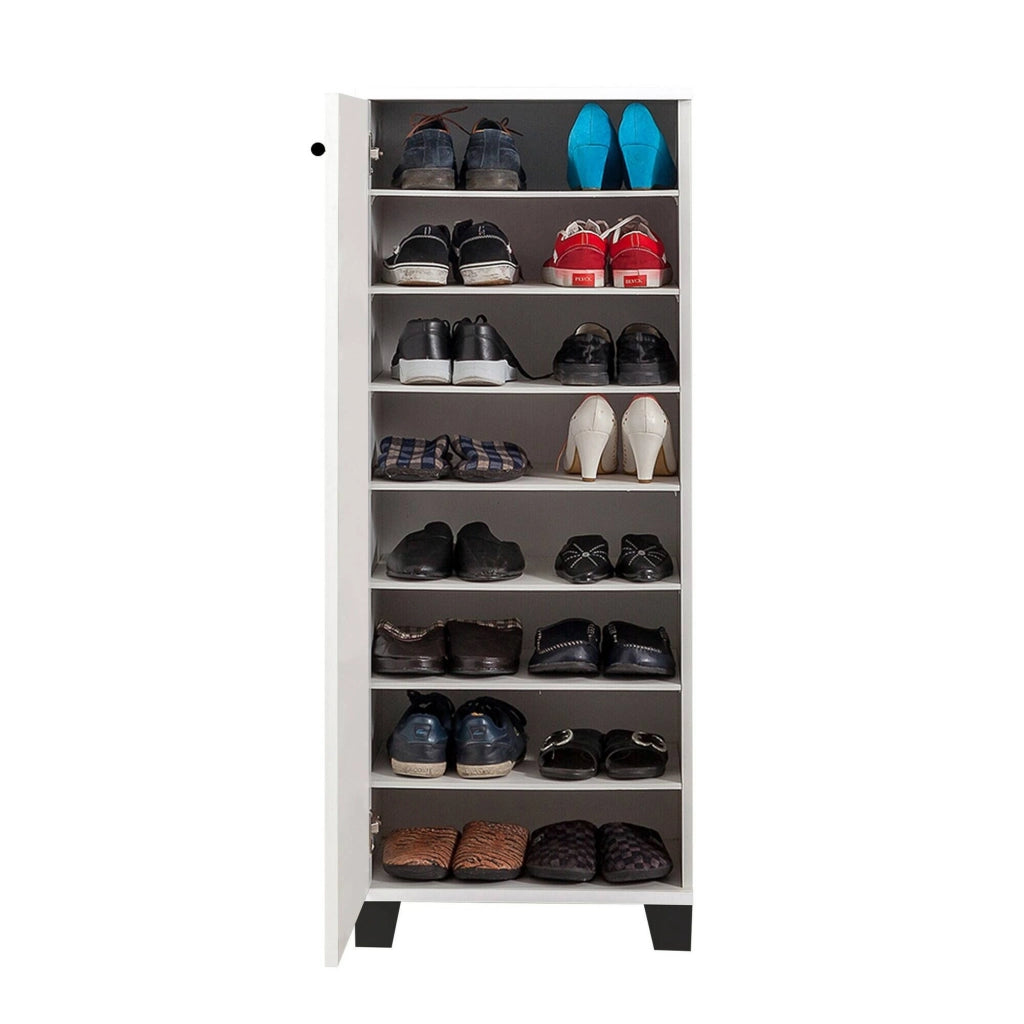 Mobile Portascarpe Kika, Scarpiera 16 Paia, 50x38x127h cm Bianco