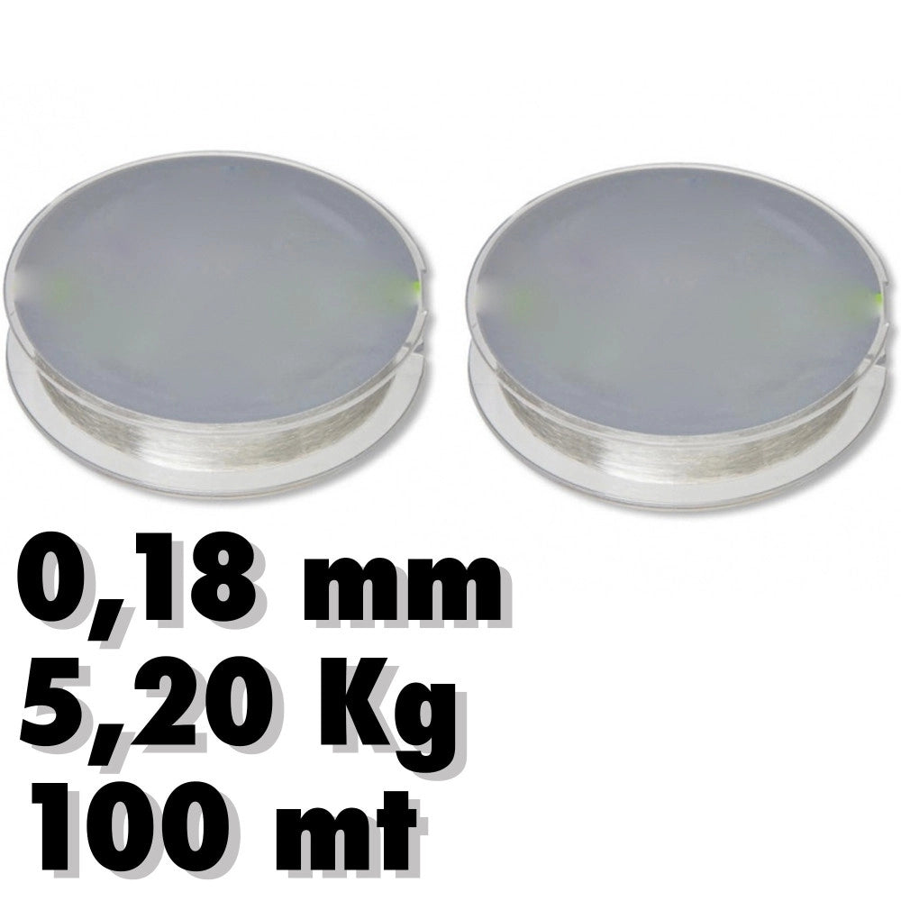 Trade Shop - 2 Rotoli Lenza 0.18mm 5.20kg 100 Metri Ciascuno Carbonio Pesca Super Resistenza -