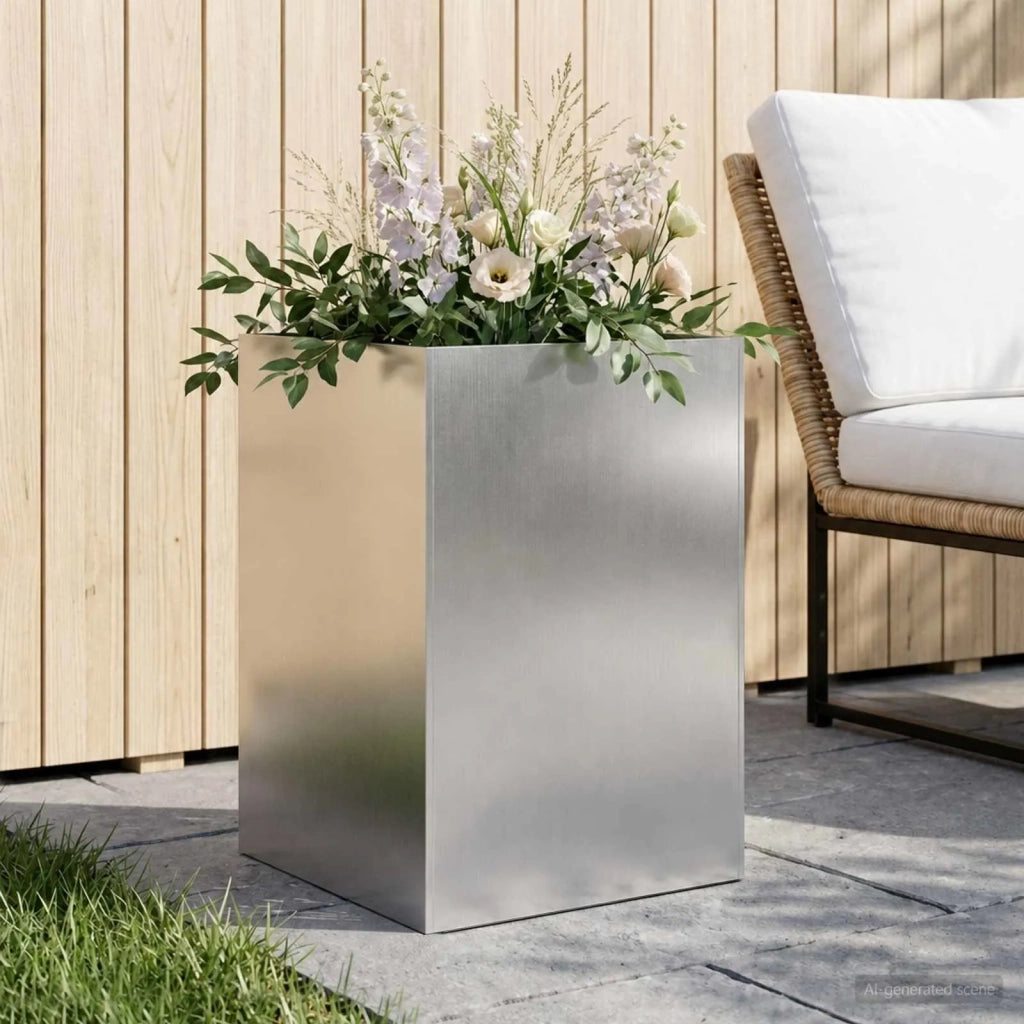 Vaso da giardino Argento 50 x 50 x 75 cm Acciaio Inox 8005394