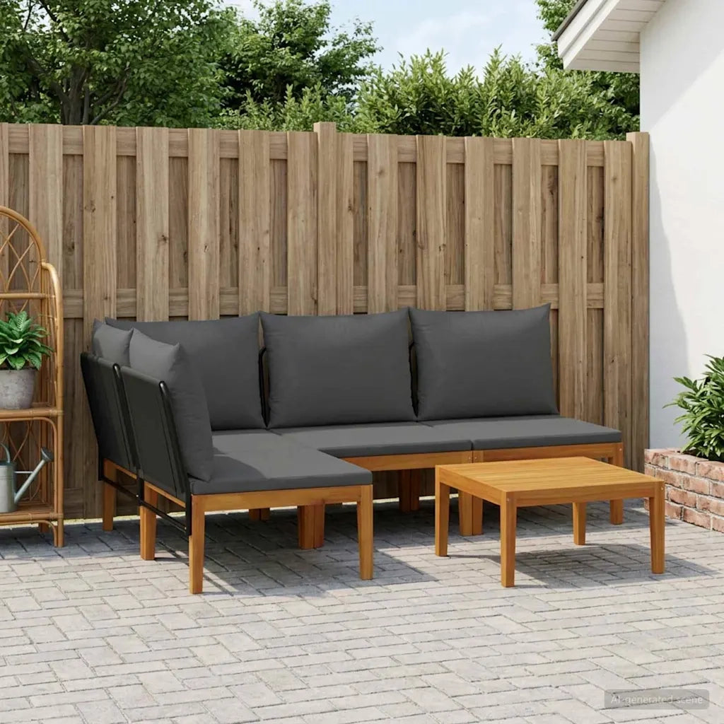 5 pcs Legno massiccio di acacia e corda Naturale 3407758