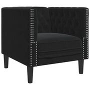 Poltrona | Sedia Relax Chesterfield Nera in Velluto
