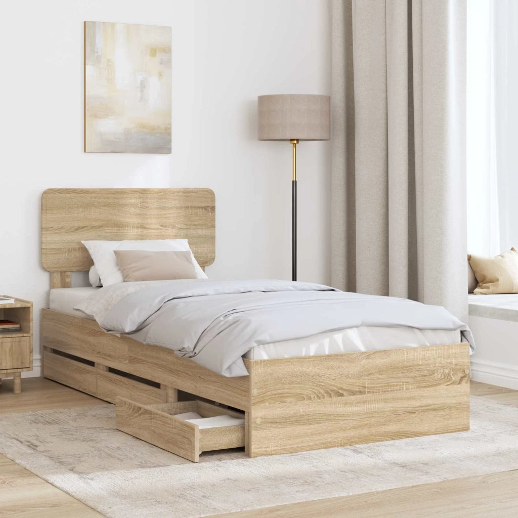 Struttura del letto con cassetto Rovere Sonoma 75 x 190 cm