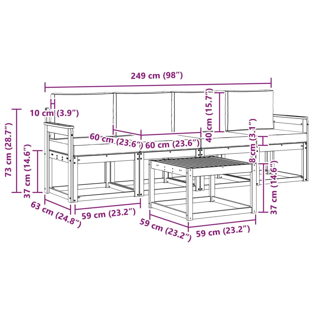 Set di divani da esterno 5 pz Bianco e Beige 3387202