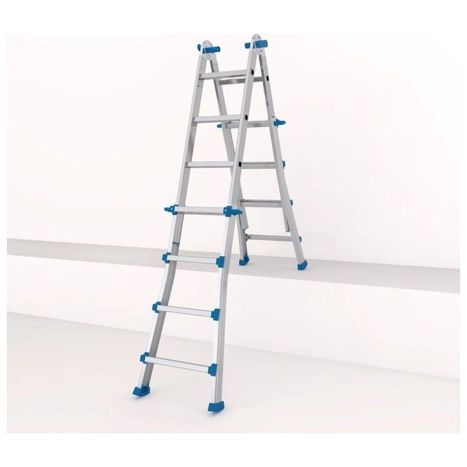 Colombo New Scal Eiffel – Scala Pieghevole a Sfilo 10 Gradini in Alluminio, Altezza Max 460 cm, Portata 100 Kg, Piedini Antiscivolo, Garanzia 5 Anni, colore Acciaio inox
