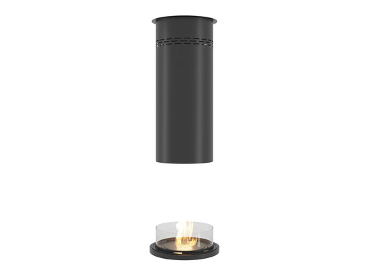 Camino a Bioetanolo da Pavimento Ø80 cm con Finta Canna Fumaria Inround Nero con Vetro