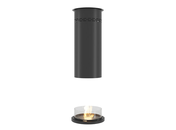 Camino a Bioetanolo da Pavimento Ø80 cm con Finta Canna Fumaria Inround Nero con Vetro