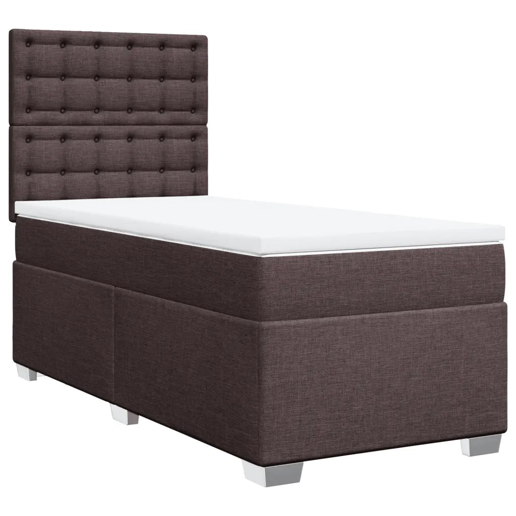 vidaXL Giroletto a Molle con Materasso Marrone Scuro 90x190cm Tessuto