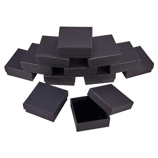 Scatole di regalo con coperchio - Accessori/scrigni - Colore nero op fondo - Interno in velluto - Cartone - Materiale riciclabile - Scatole per gioielli