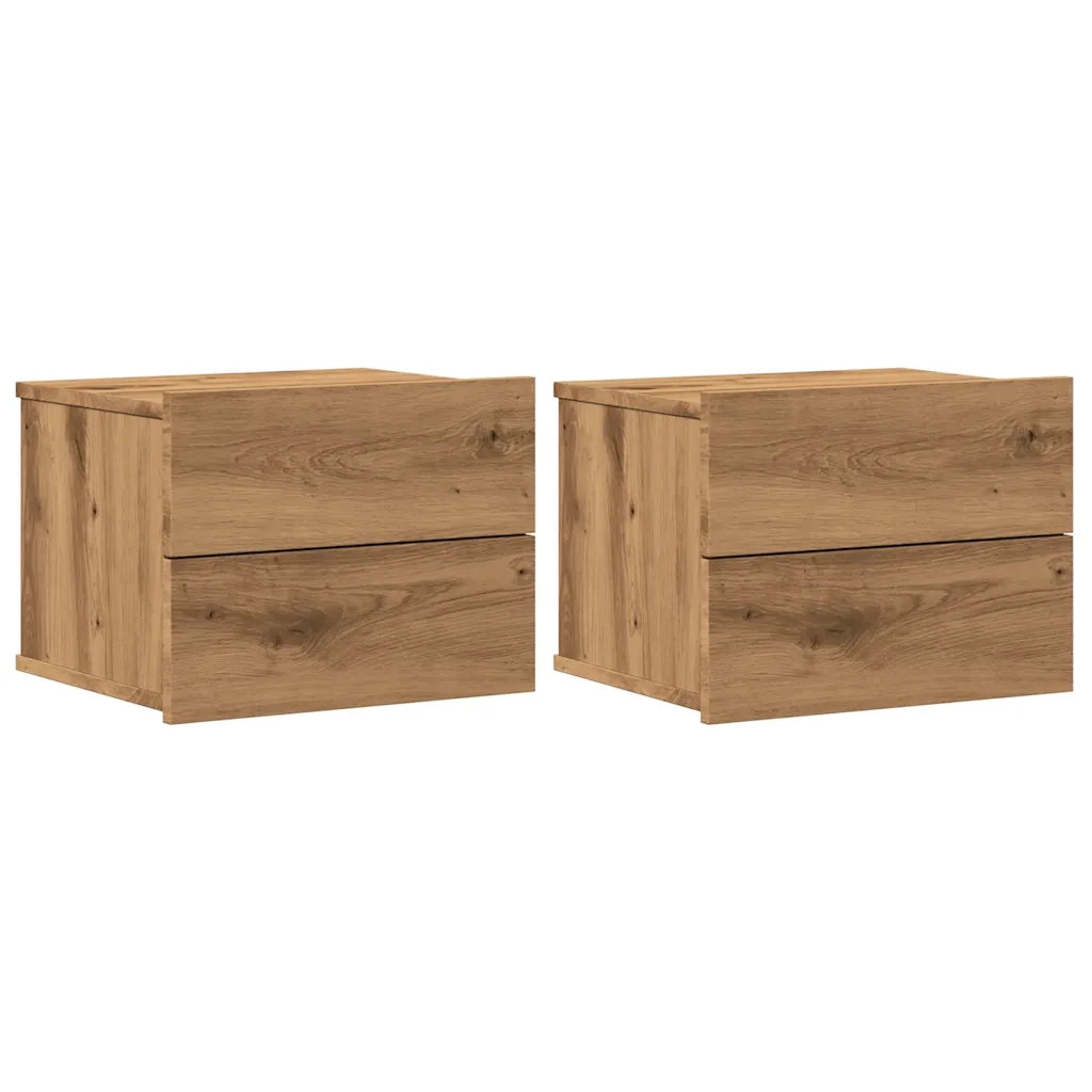 Comodini a Muro 2 pz Rovere Artigianale 40x32x30 cm 855947