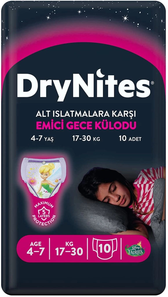 HUGGIES DRYNITES MUTANDINE GIRL TAGLIA M 4-7 ANNI 17-30 KG 10 PEZZI