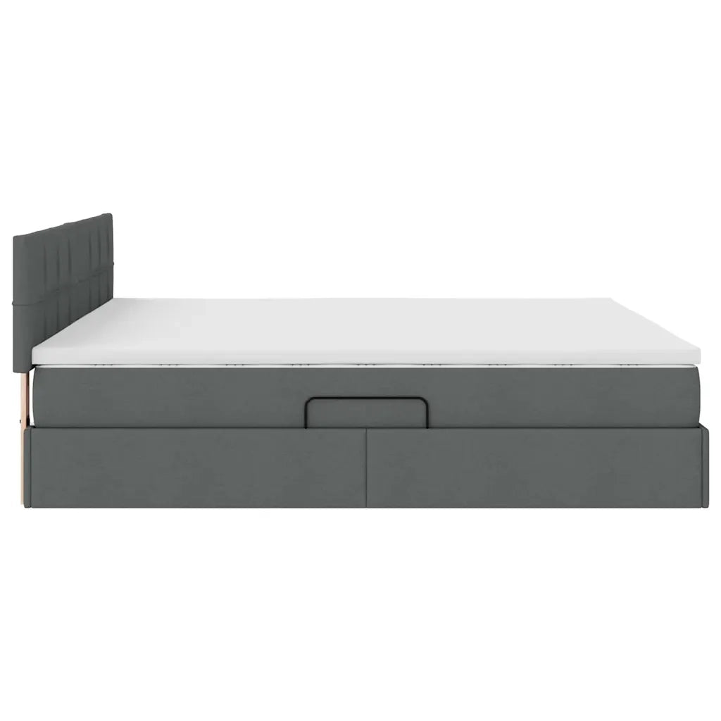 Letto con contenitore e materasso Grigio scuro 160 x 200 cm