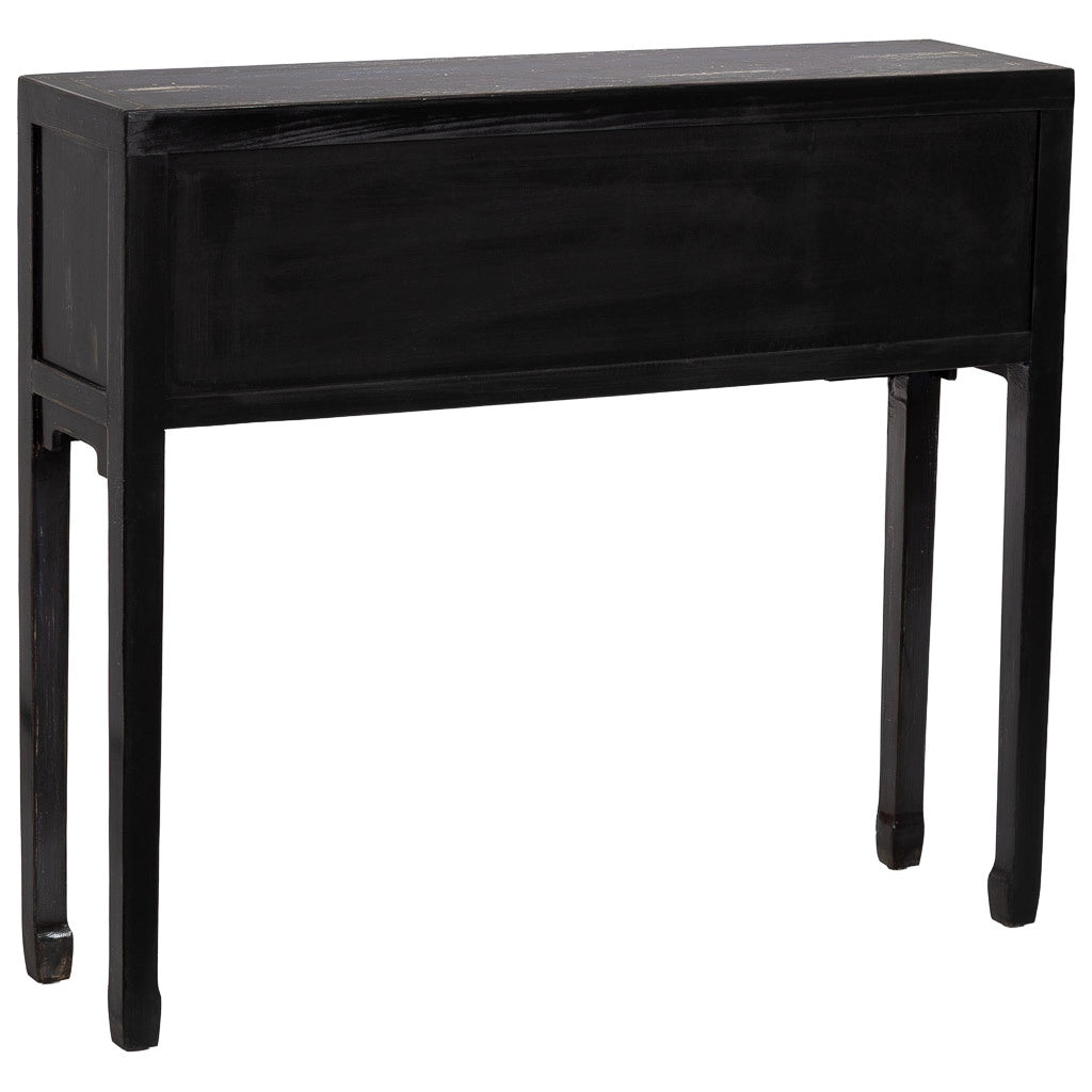 Mobile da ingresso in legno nero invecchiato 100x26x87h cm