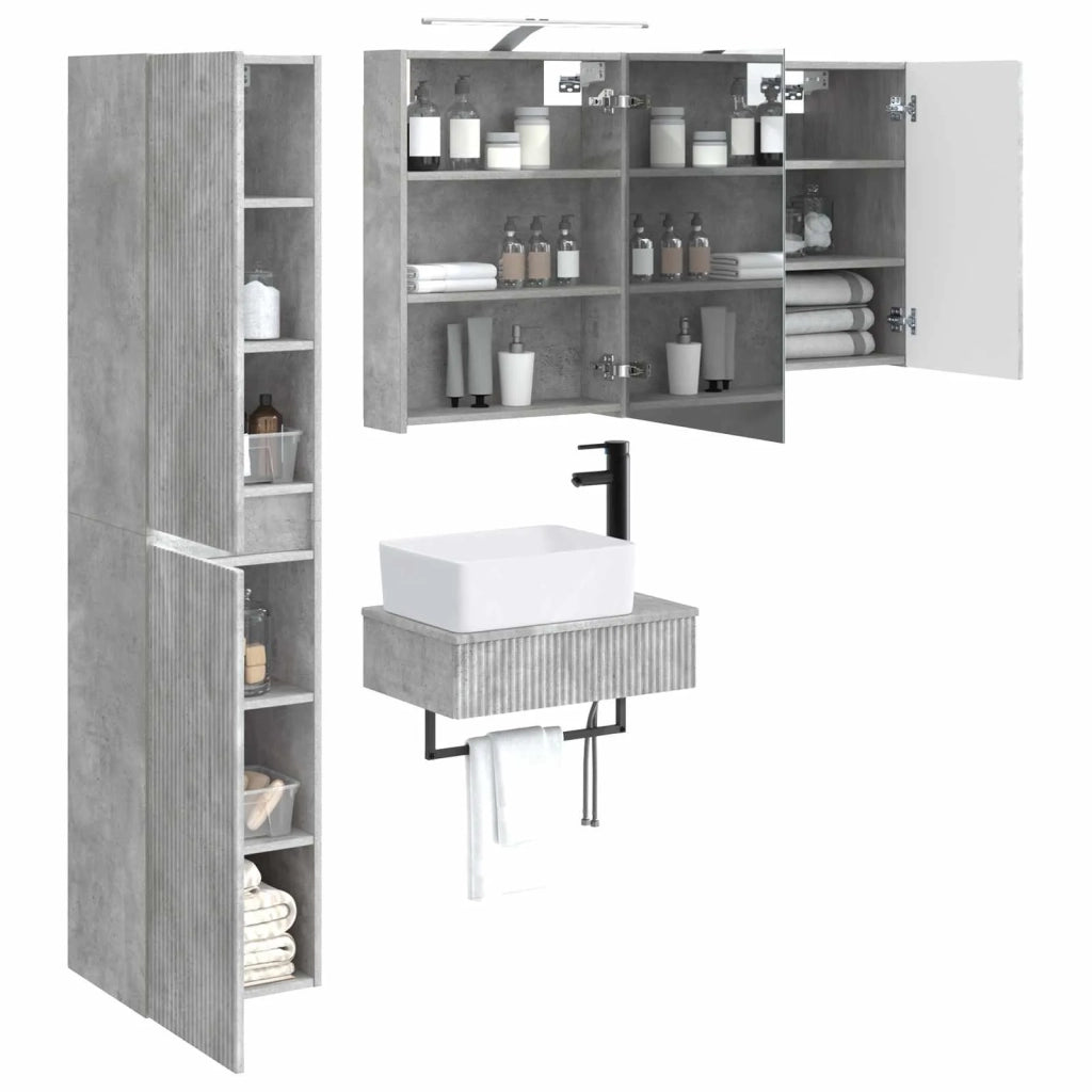 Set di mobili per il bagno 5 pcs Grigio Cemento 3407266