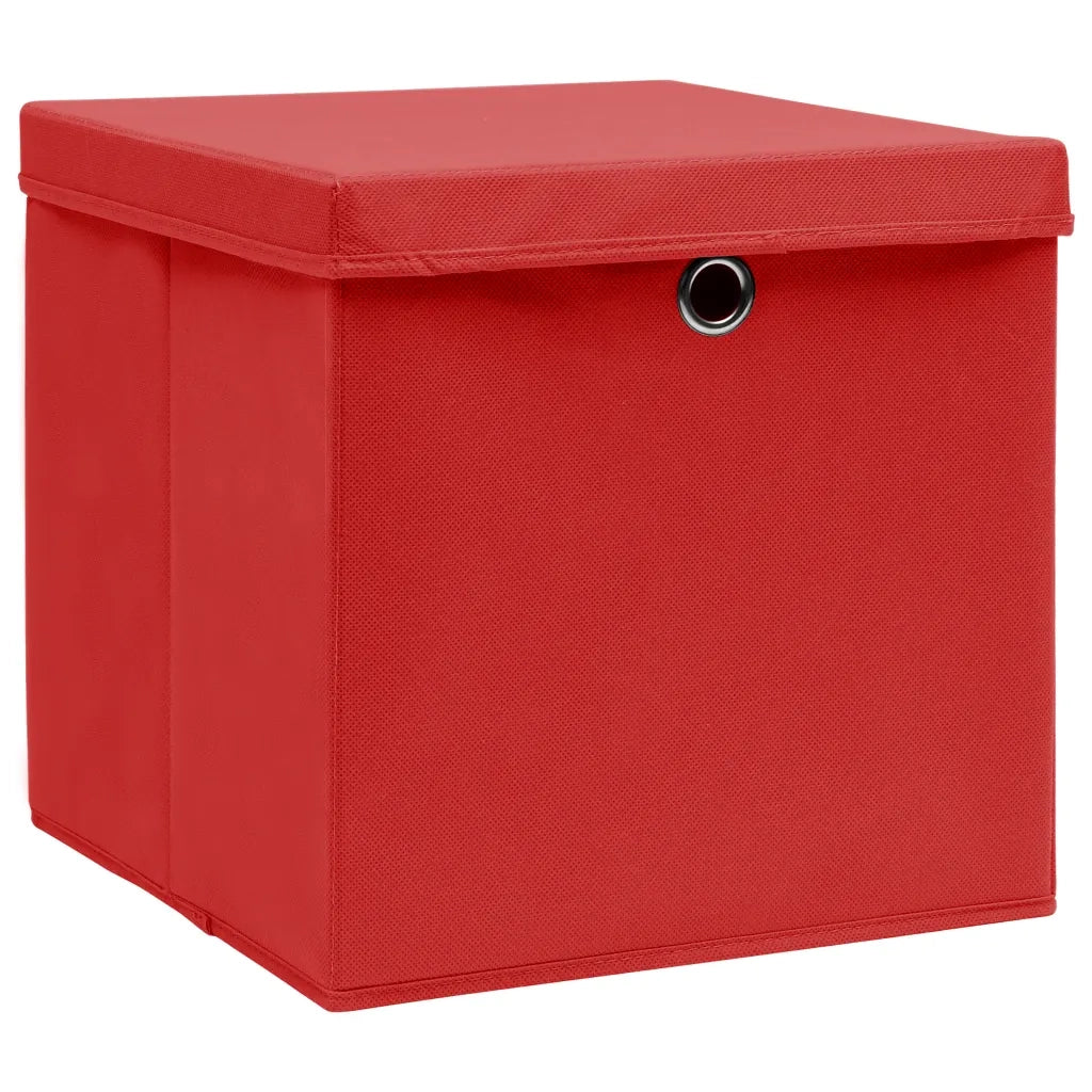 Scatole con Coperchi 4 pz Rosse 32x32x32 cm in Tessuto cod mxl 41981
