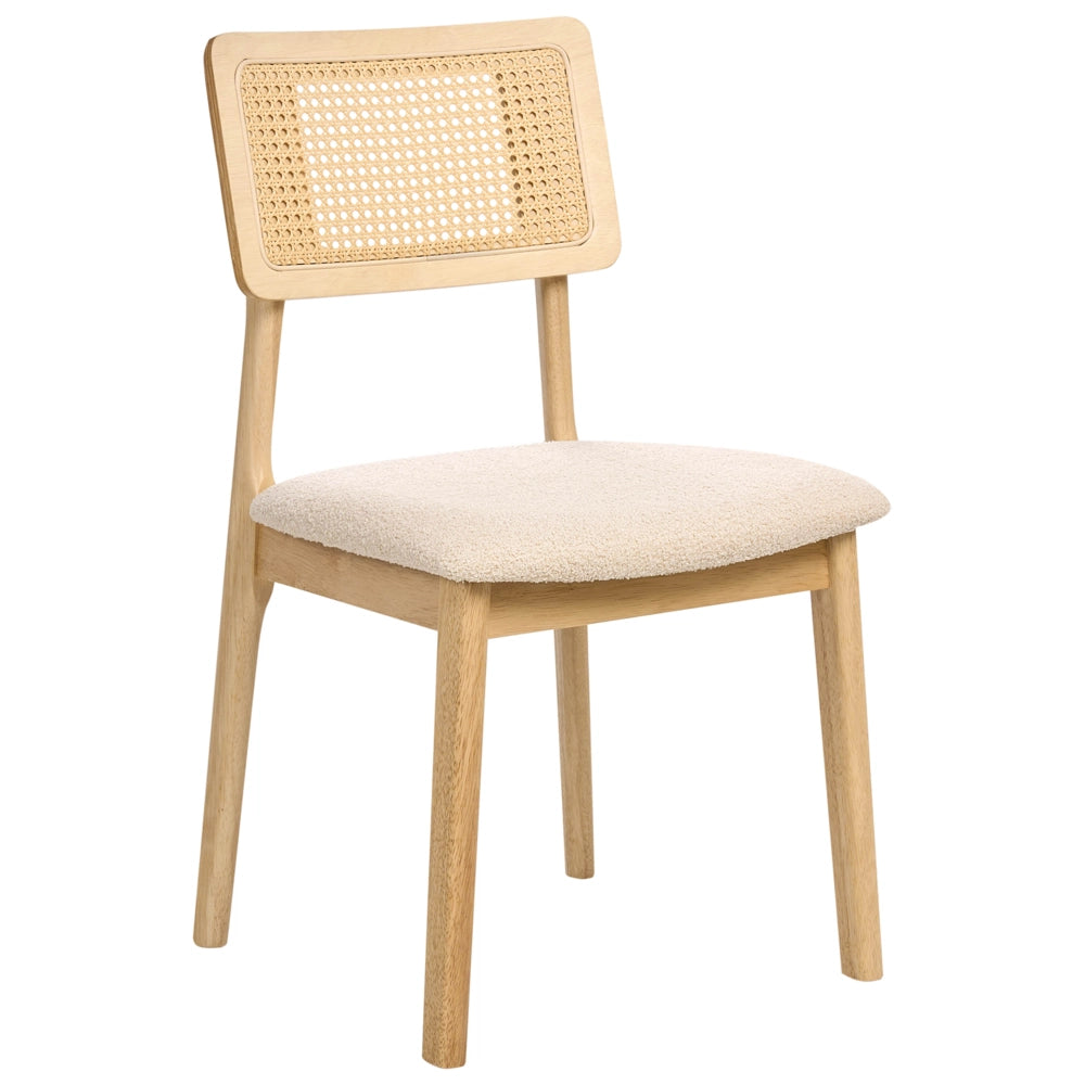 Set di 2 sedie da pranzo Sedute imbottite in poliestere marrone chiaro Struttura in legno laccato senza braccioli Stile retrò