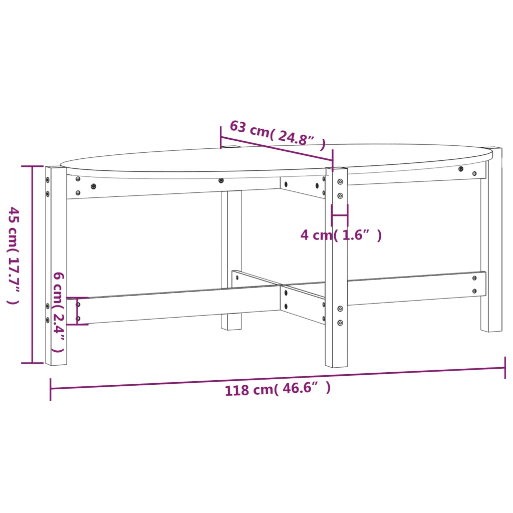 Tavolino da Salotto Miele 118x63x45cm in Legno Massello di Pino cod mxl 6294