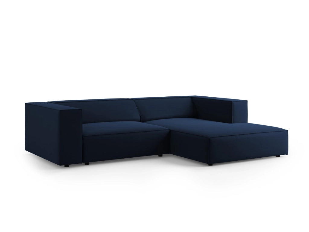 Cosmopolitan Design - Divano angolare destro "Arendal" 3 posti in velluto blu reale 