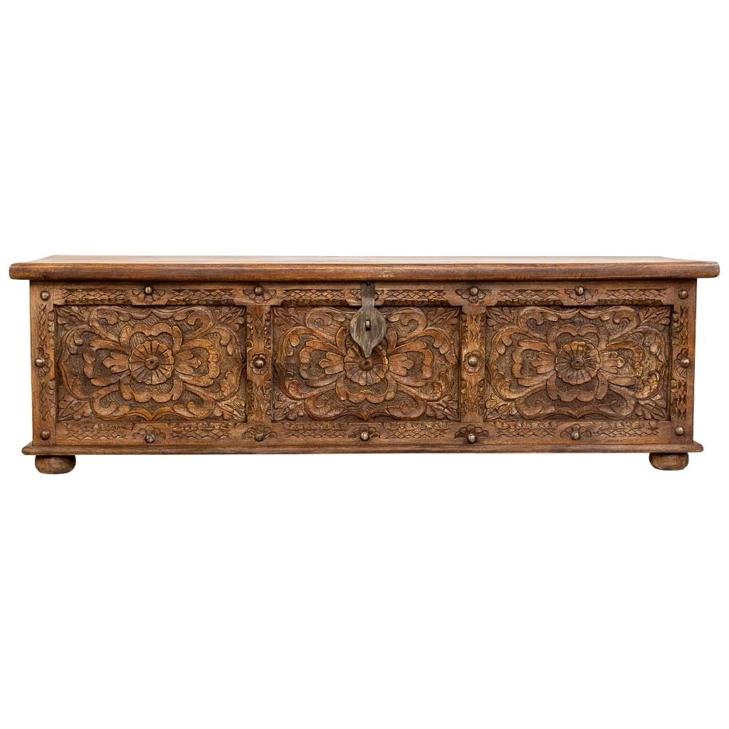 Baúl de madera artesanal marrón 150x45x46h cm