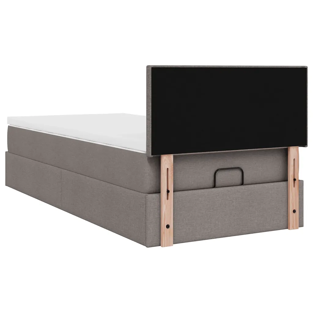 vidaXL Struttura Letto Pouf con Materasso Tortora 90x190 cm in Tessuto