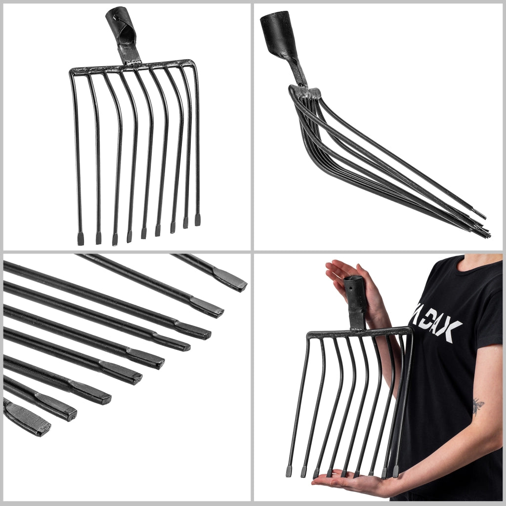 Forca KADAX a 9 punte per patate, pietre, giardino, fattoria, senza manico, in acciaio