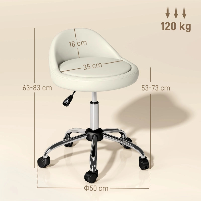 Chaise de bureau girevole con ruote e altezza regolabile 63-83 cm in pelle sintetica bianca