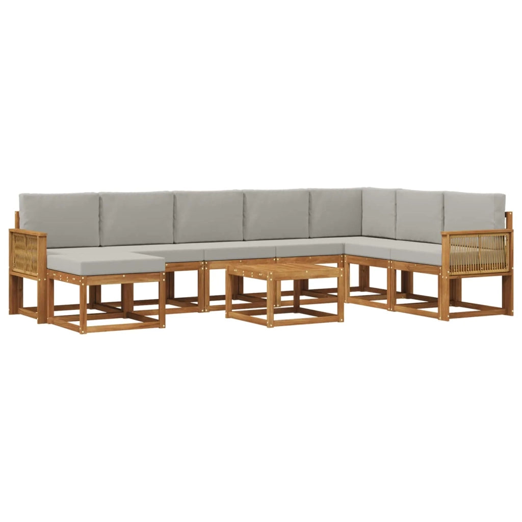 Set di divani da esterno 9 pz Naturale e Grigio Chiaro 3385477