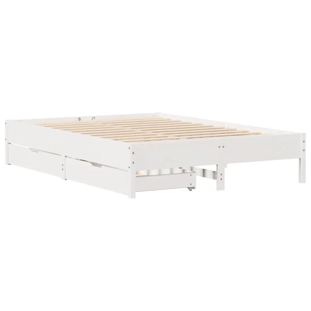 Letto senza Materasso-Struttura Letto Bianco 140x190 cm Legno Massello di Pino 567688