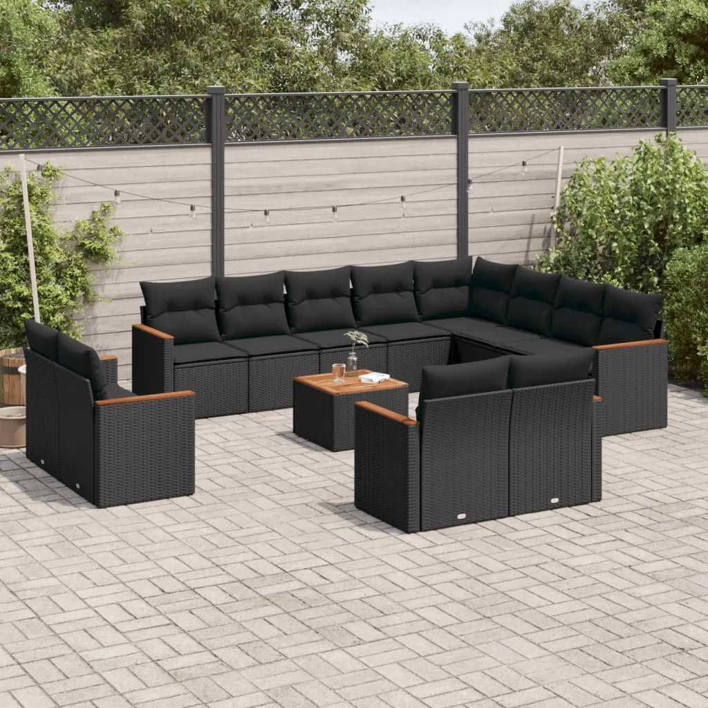 Set Divani da Giardino 13pz con Cuscini Nero in Polyrattancod mxl 112514
