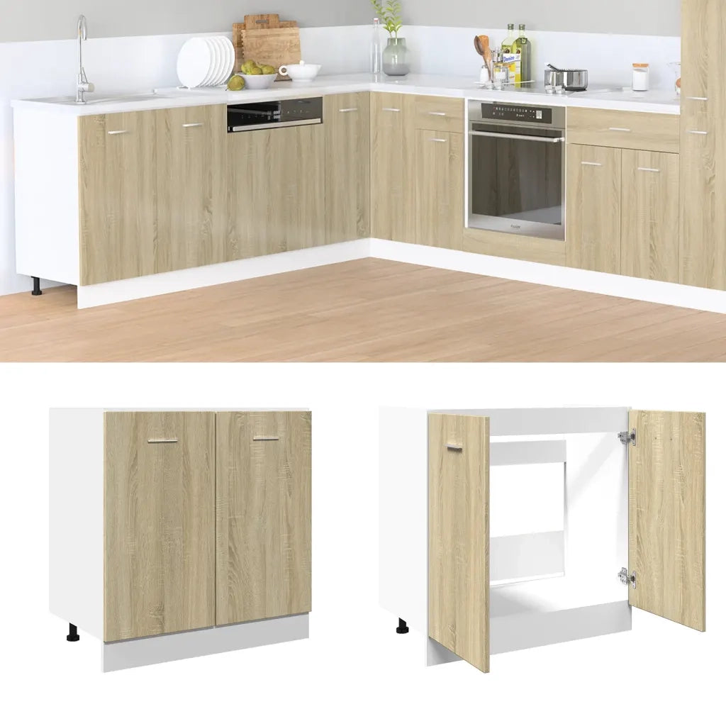 Mobile Sottolavello "Lyon"-Armadietto da bagno Rovere Sonoma 80x46x81,5