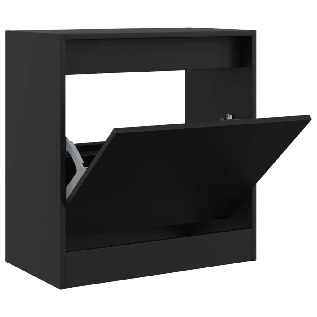 Scarpiera mobiletto portascarpe mobile per ingresso/corridoio/soggiorno 60 x 34 x 63,5 cm legno ingegnerizzato nero 02_0021997