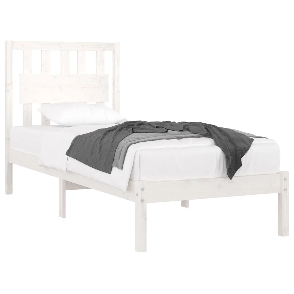 Giroletto-Struttura Letto Bianco in Legno Massello di Pino 90x190 cm Single 286679