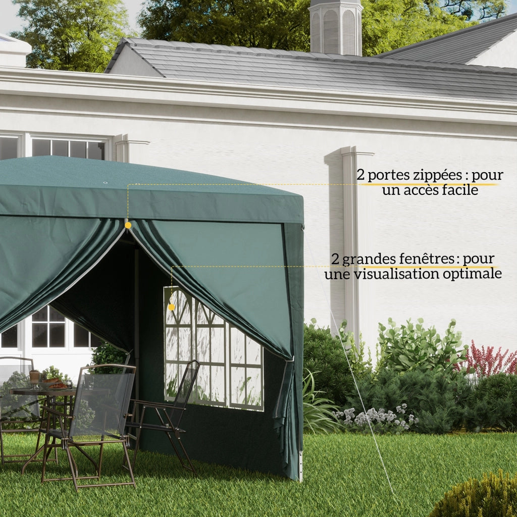 Gazebo pieghevole 3x3 m ¨C Xylo ¨C verde con finestre e borsa trasporto