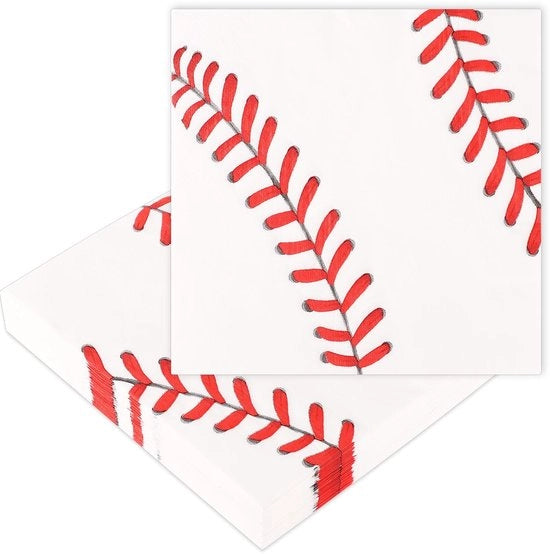 Servetten per Bambini da Calcio 50 Stuks - Servetten in Carta - 16,5x16,5 cm - Decorazioni per Feste Sportive - Feste di Compleanno/Feste di Matrimonio - Bianco/Rosso - Servetten per Feste