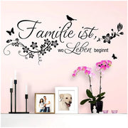 Sticker per parete Wandaro con il testo famiglia è | nero 84 x 35 cm | Sticker per parete metà parete con il testo soggiorno parete tattoo sticker W3476