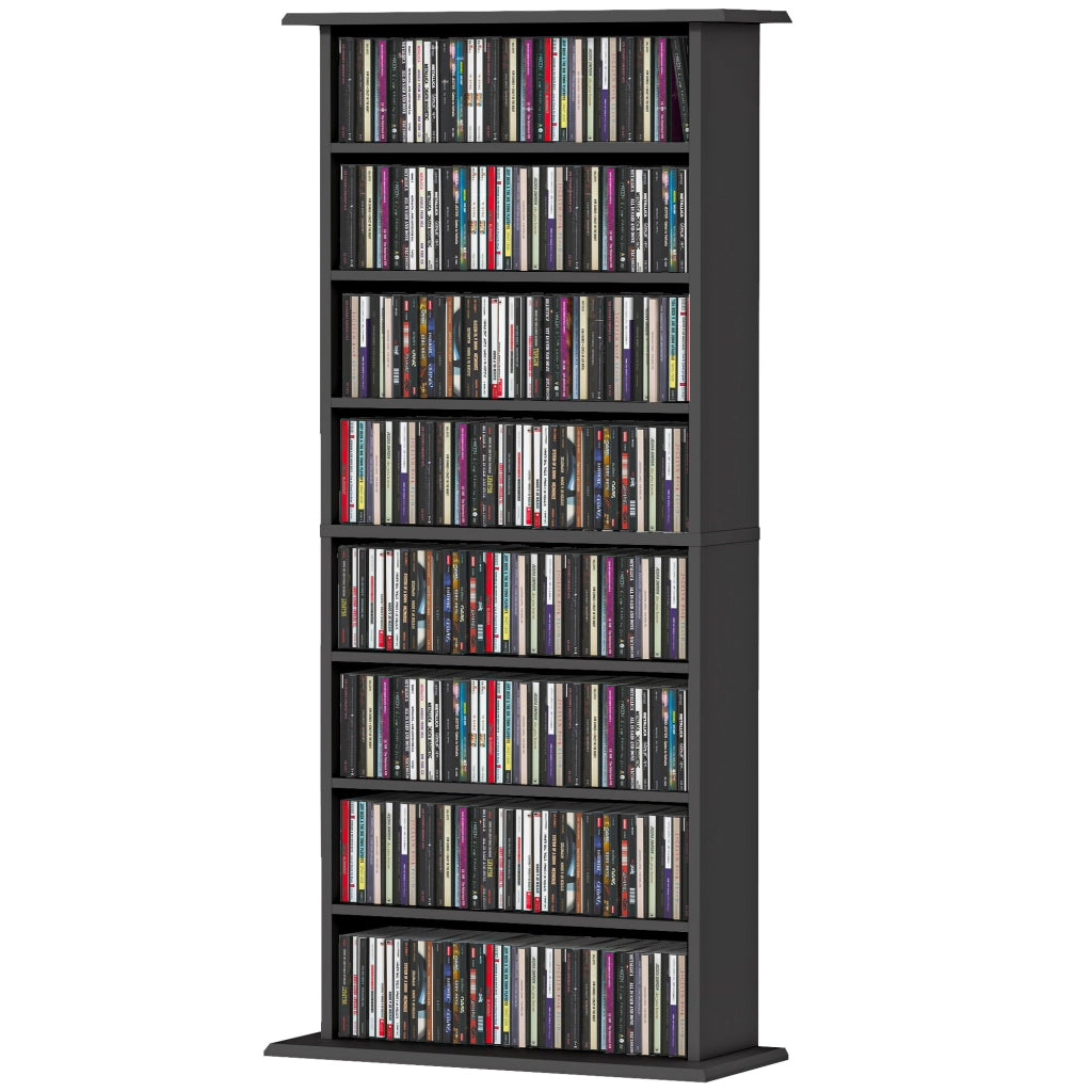Mobile per CD e DVD con 8 scomparti e 6 ripiani regolabili ¨C zephmum ¨C nero