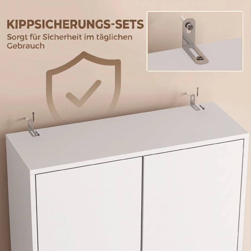 Mobile da bagno salvaspazio con 2 ante e vano aperto - per lavatrice o WC - 66x24x191 cm