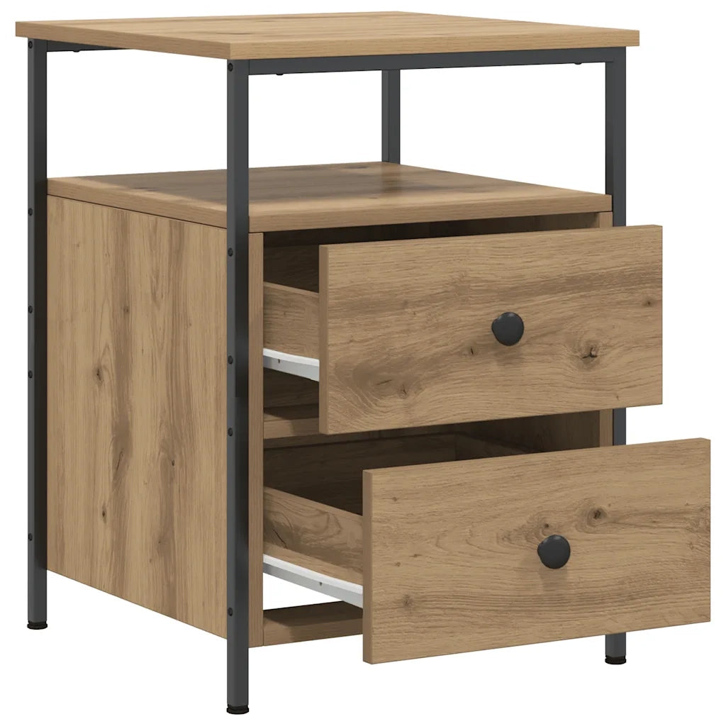 Comodini 2pz Rovere Artigianale 44x45x60cm in Legno Multistrato 857257