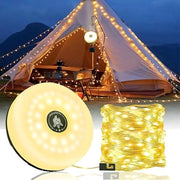 Cavo di illuminazione per campeggio pieghevole 10 m portatile multifunzionale caricabile via USB impermeabile catena di luci per esterno campeggio giardino decorazione e escursioni
