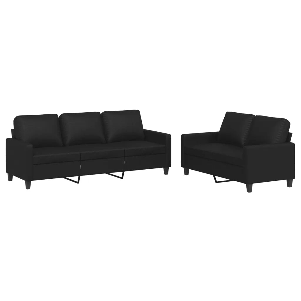 Set di Divani 2 pz con Cuscini Nero in Similpellecod mxl 131709