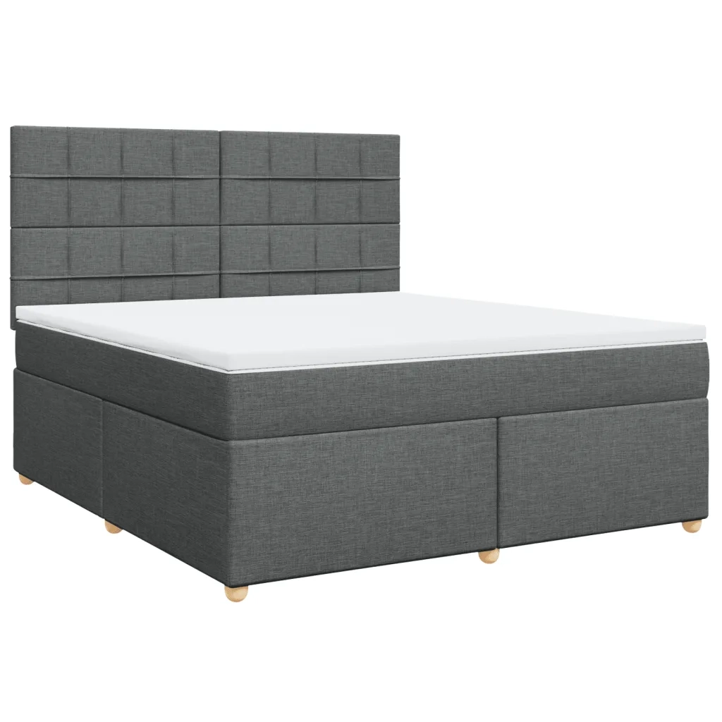 Giroletto a Molle con Materasso Grigio Scuro 180x200 cm Tessuto