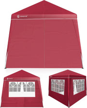 ® Gazebo pop-up, 3 x 3 m, con 4X parti laterali, scelta di colori, protezione UV 50+, con custodia, impermeabile, pieghevole, padiglione pieghevole, tenda per festival, capri rosso