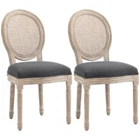 Set di 2 Sedie da Sala da Pranzo - Sedia da Salotto medaglione Stile Luigi XVI - Legno Massello scolpito, patinato