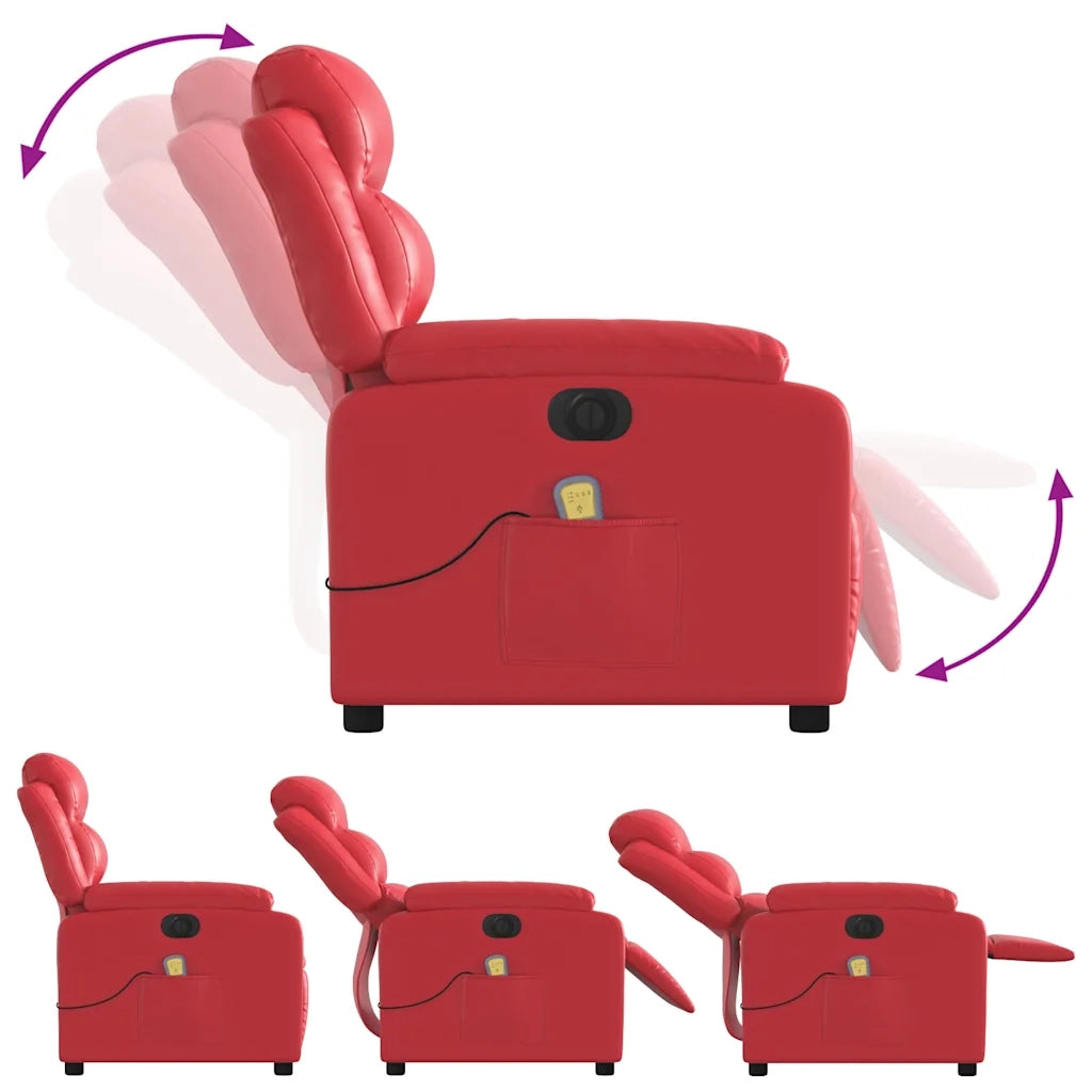Divano Sedia-Poltrona Massaggio Elettrica Reclinabile Rosso Similpelle 331142