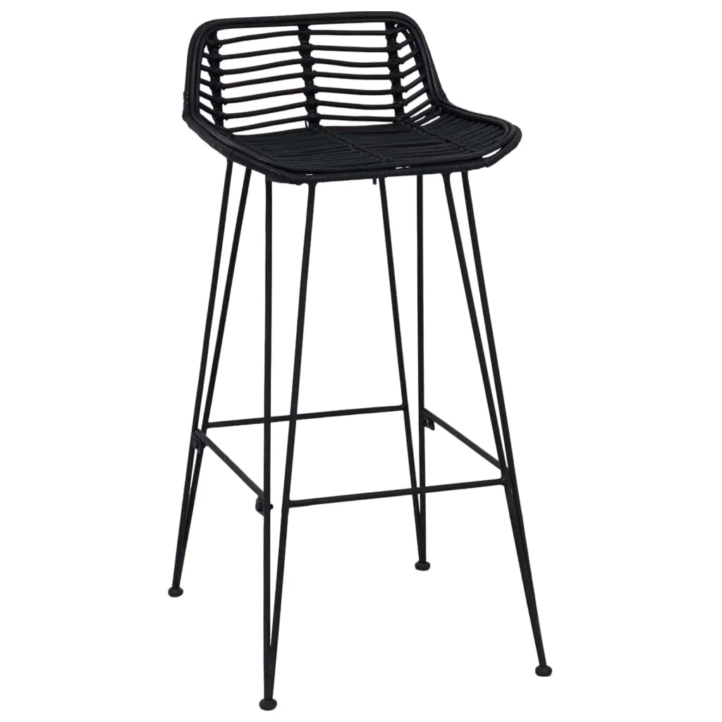 Sgabello da bar 2 pcs Nero 44 x 46 x 91 cm Rattan e acciaio