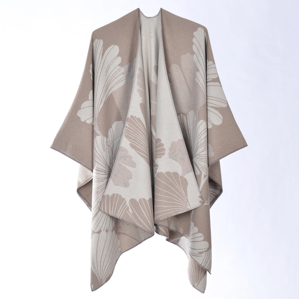Elegante scialle da donna in cashmere spesso, stile mantella, due in uno
